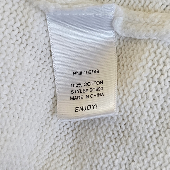 Michael Stars white pullover cotton sweater with pointelle knit in large - Picture 6 of 9